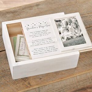 Mud Pie, White Wooden Grandma’s Magic Keepsake Box with Photo Frame